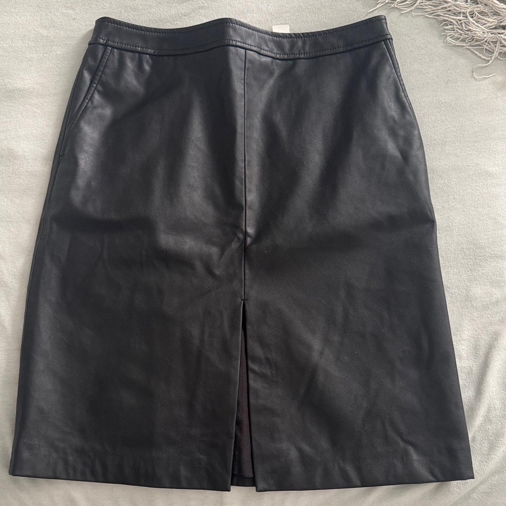 H&M Faux Leather Black Pencil Skirt - Size 8